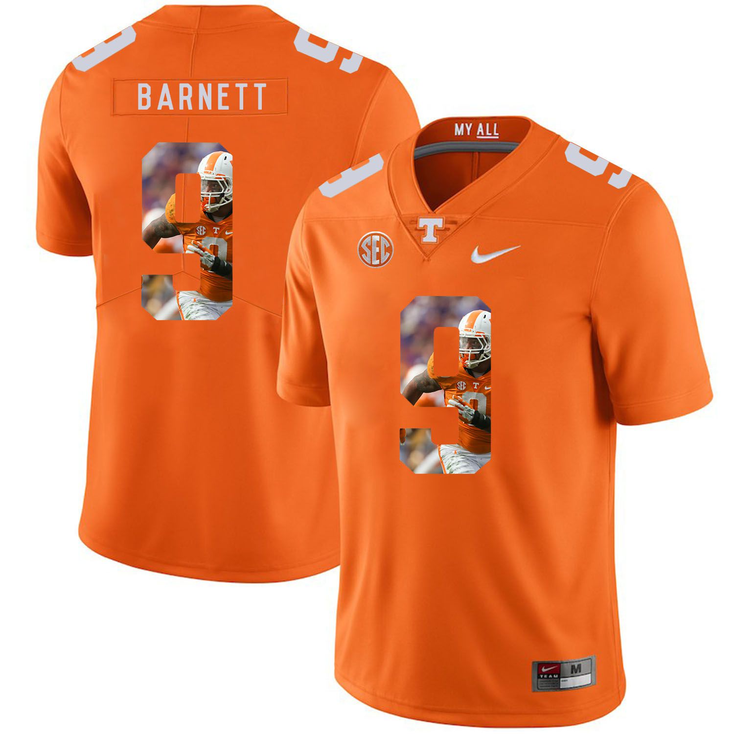 Men Tennessee Volunteers #9 Barnett Orange Fashion Edition Customized NCAA Jerseys->customized ncaa jersey->Custom Jersey